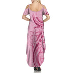 Aotearoa Maori Family Matching Summer Maxi Dress and Hawaiian Shirt Pink Fern Ribbons - Aussie Hoodie