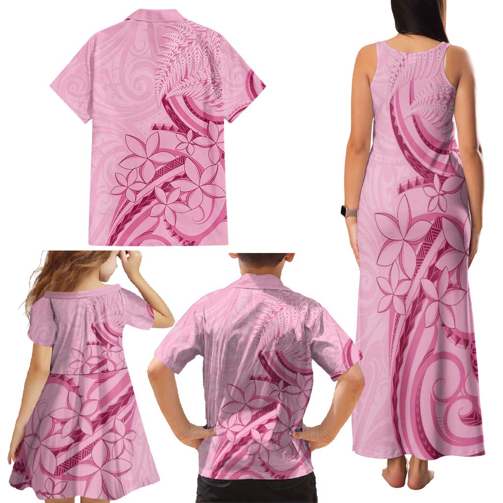 Aotearoa Maori Family Matching Tank Maxi Dress and Hawaiian Shirt Pink Fern Ribbons - Aussie Hoodie
