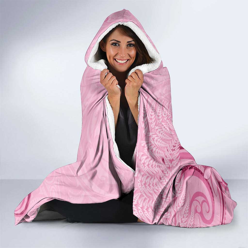 Aotearoa Maori Hooded Blanket Pink Fern Ribbons - Aussie Hoodie