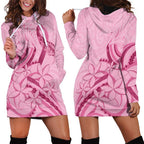 Aotearoa Maori Hoodie Dress Pink Fern Ribbons - Aussie Hoodie