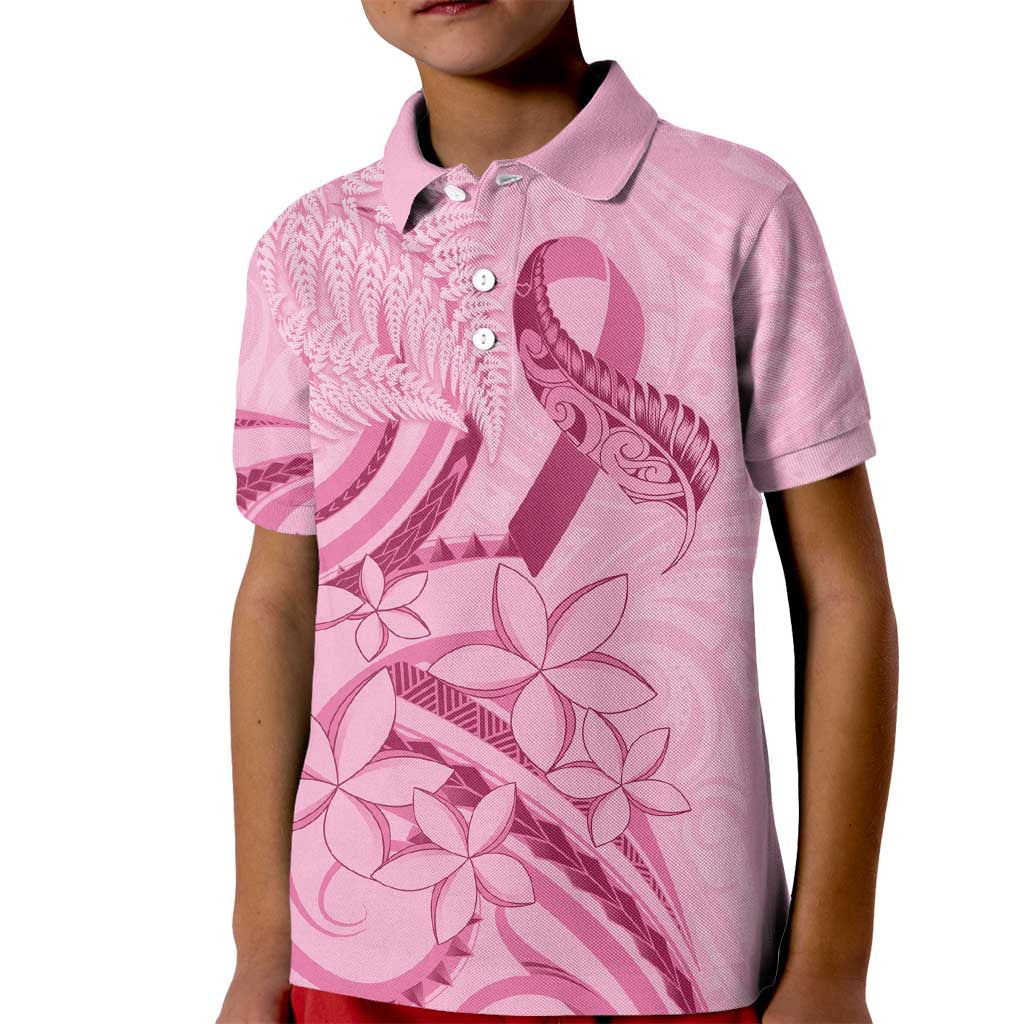 Aotearoa Maori Kid Polo Shirt Pink Fern Ribbons - Aussie Hoodie
