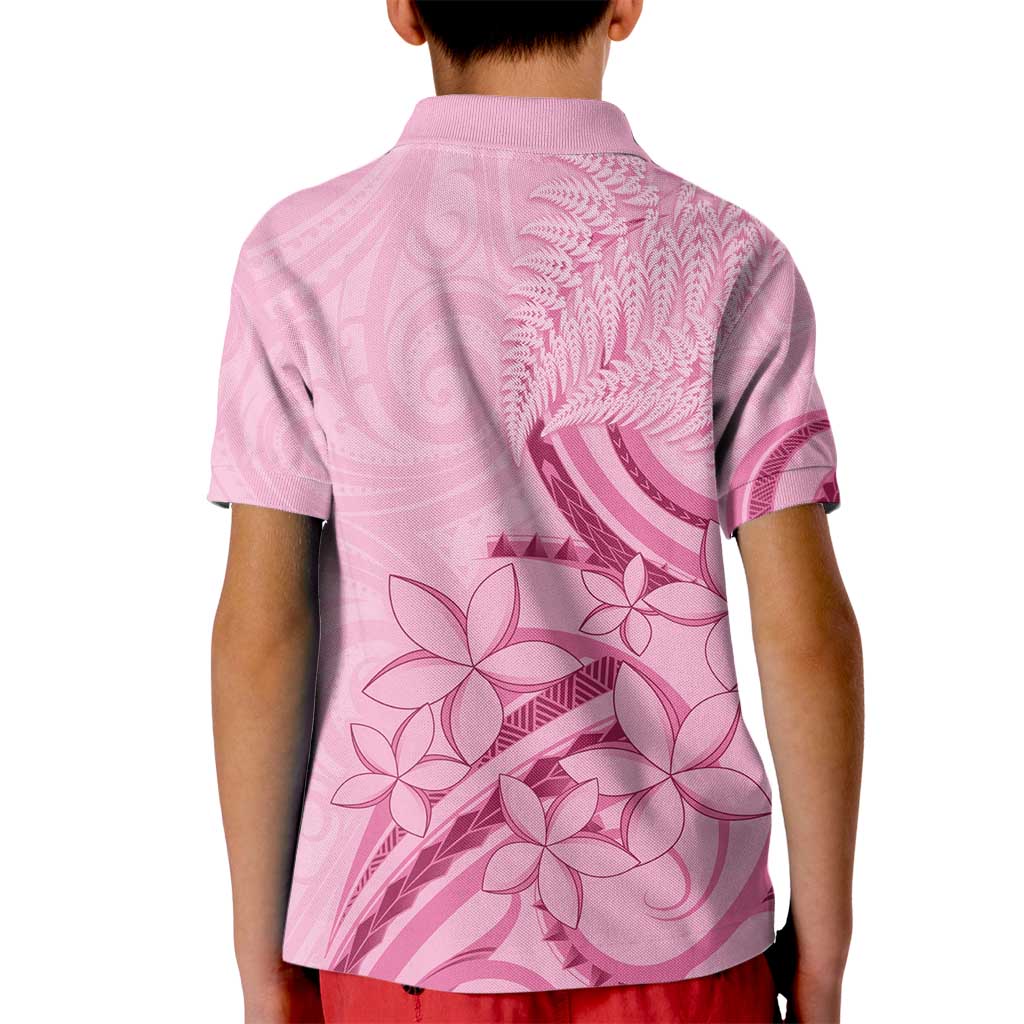 Aotearoa Maori Kid Polo Shirt Pink Fern Ribbons - Aussie Hoodie
