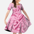 Aotearoa Maori Kid Short Sleeve Dress Pink Fern Ribbons - Aussie Hoodie