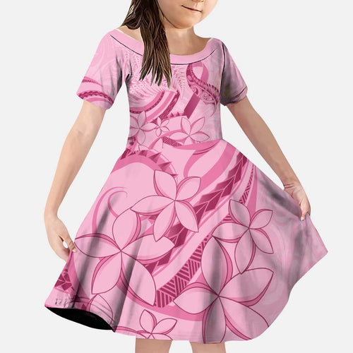 Aotearoa Maori Kid Short Sleeve Dress Pink Fern Ribbons - Aussie Hoodie