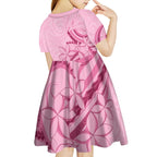 Aotearoa Maori Kid Short Sleeve Dress Pink Fern Ribbons - Aussie Hoodie