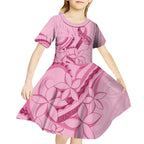 Aotearoa Maori Kid Short Sleeve Dress Pink Fern Ribbons - Aussie Hoodie
