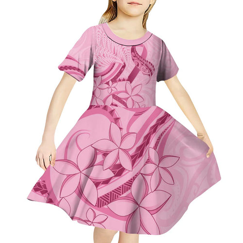 Aotearoa Maori Kid Short Sleeve Dress Pink Fern Ribbons - Aussie Hoodie