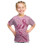 Aotearoa Maori Kid T Shirt Pink Fern Ribbons - Aussie Hoodie