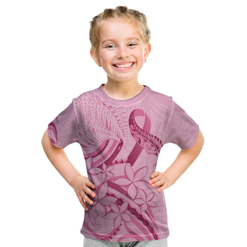 Aotearoa Maori Kid T Shirt Pink Fern Ribbons - Aussie Hoodie
