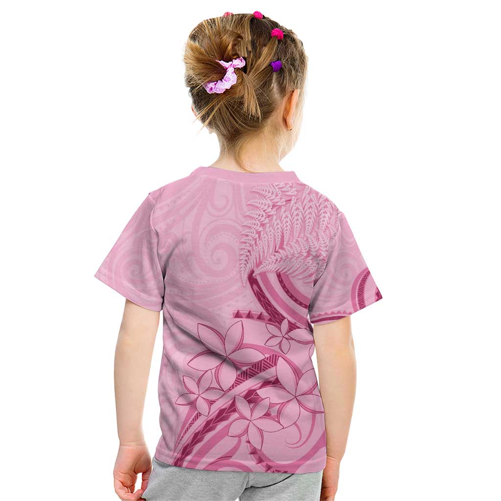 Aotearoa Maori Kid T Shirt Pink Fern Ribbons - Aussie Hoodie