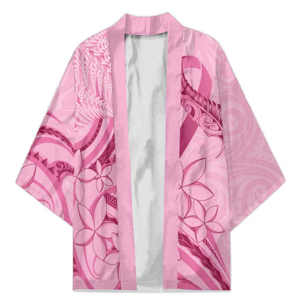 Aotearoa Maori Kimono Pink Fern Ribbons - Aussie Hoodie