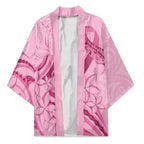 Aotearoa Maori Kimono Pink Fern Ribbons - Aussie Hoodie