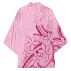 Aotearoa Maori Kimono Pink Fern Ribbons - Aussie Hoodie