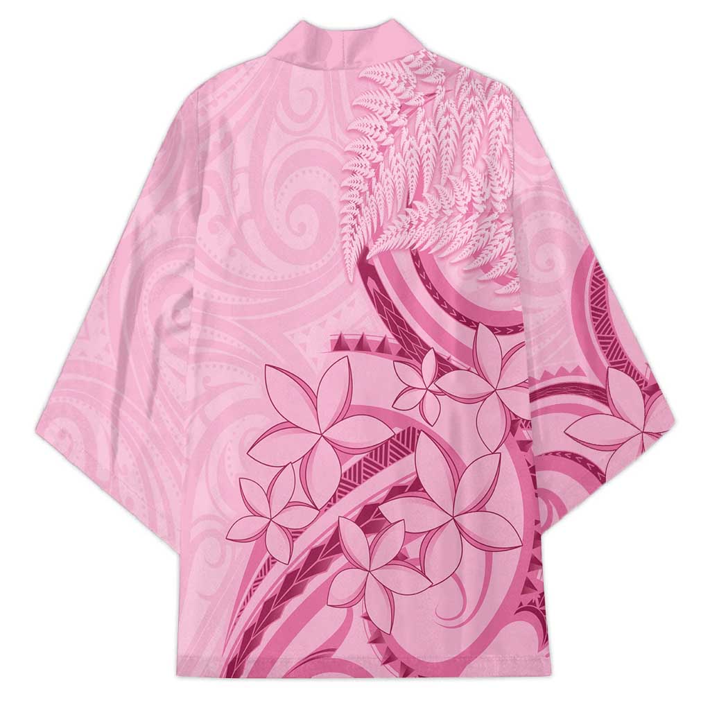 Aotearoa Maori Kimono Pink Fern Ribbons - Aussie Hoodie