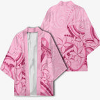 Aotearoa Maori Kimono Pink Fern Ribbons - Aussie Hoodie