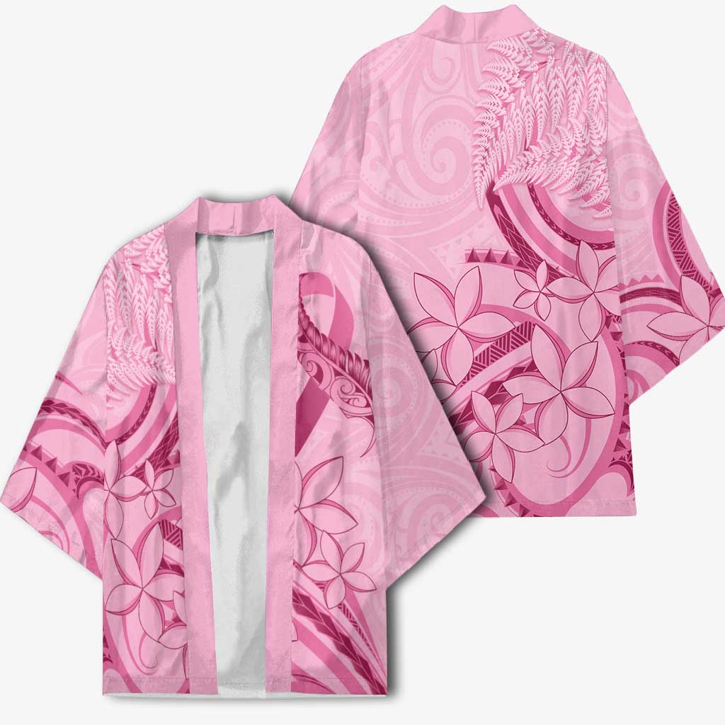 Aotearoa Maori Kimono Pink Fern Ribbons - Aussie Hoodie