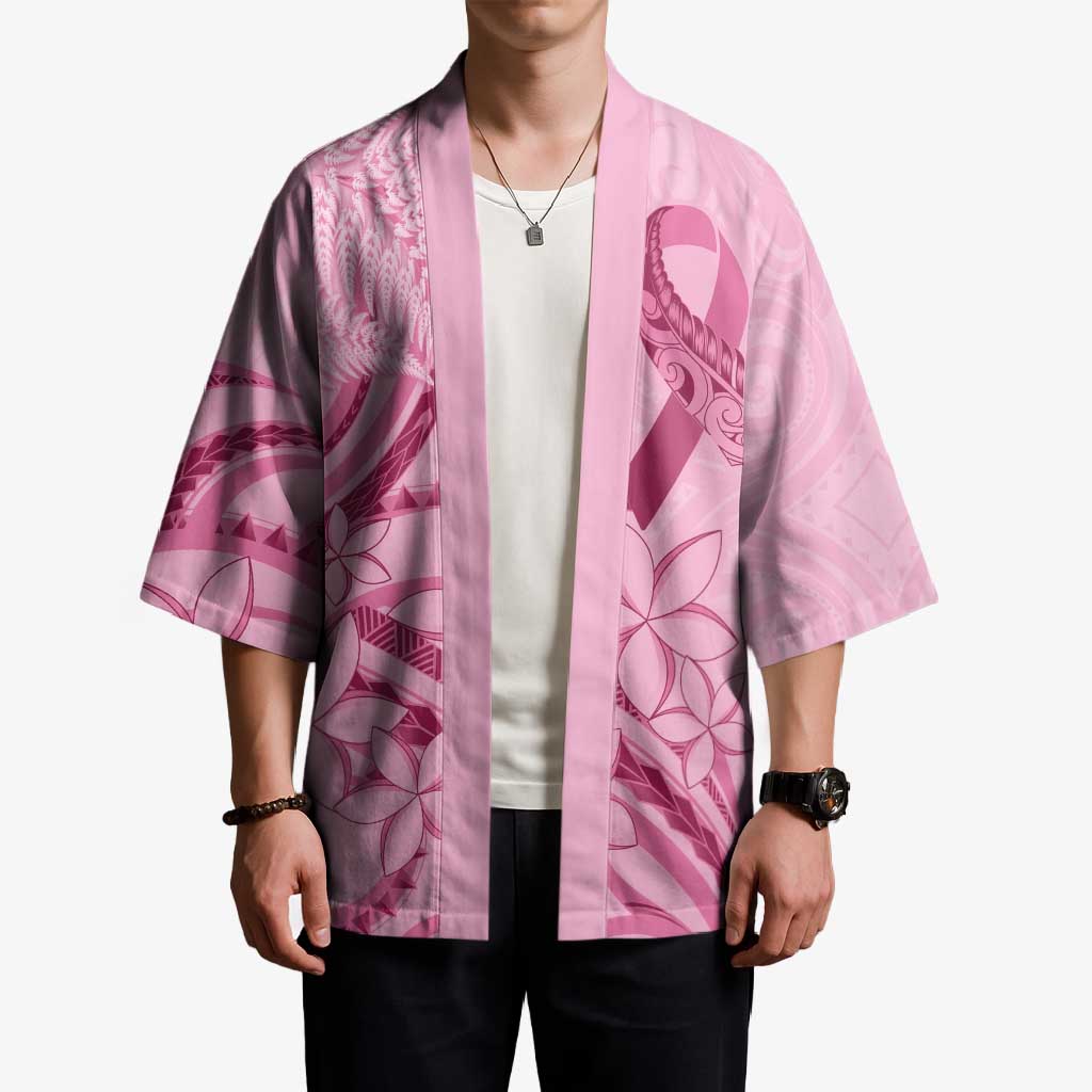 Aotearoa Maori Kimono Pink Fern Ribbons - Aussie Hoodie