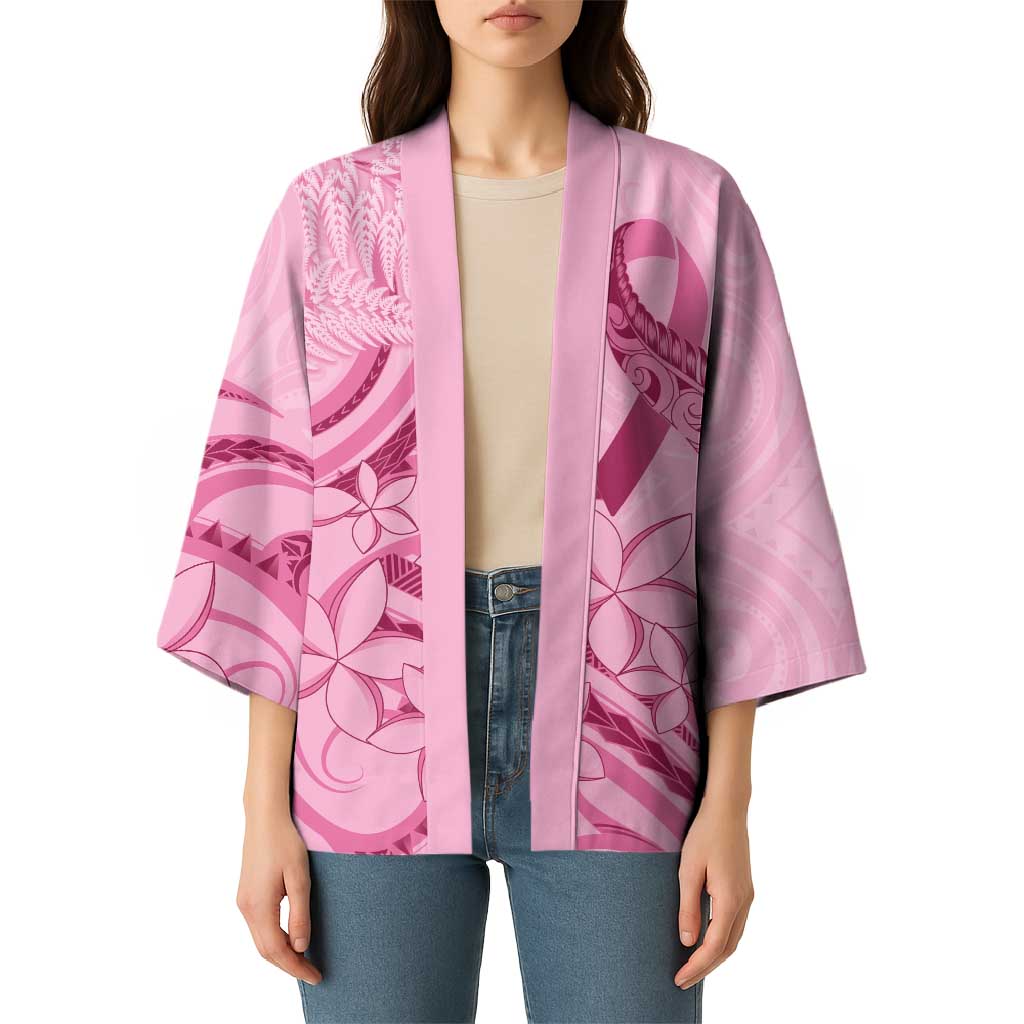 Aotearoa Maori Kimono Pink Fern Ribbons - Aussie Hoodie