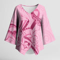 Aotearoa Maori Kimono Sleeve Blouse Pink Fern Ribbons - Aussie Hoodie