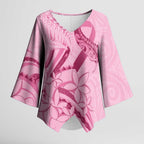 Aotearoa Maori Kimono Sleeve Blouse Pink Fern Ribbons - Aussie Hoodie