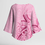 Aotearoa Maori Kimono Sleeve Blouse Pink Fern Ribbons - Aussie Hoodie