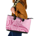 Aotearoa Maori Leather Tote Bag Pink Fern Ribbons - Aussie Hoodie