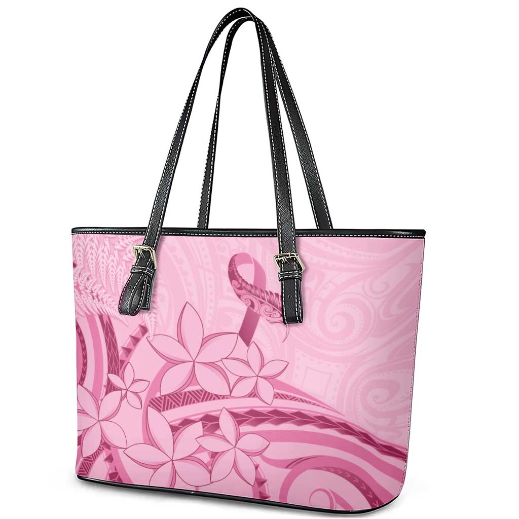 Aotearoa Maori Leather Tote Bag Pink Fern Ribbons - Aussie Hoodie