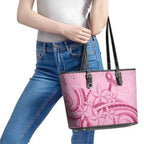 Aotearoa Maori Leather Tote Bag Pink Fern Ribbons - Aussie Hoodie