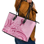 Aotearoa Maori Leather Tote Bag Pink Fern Ribbons - Aussie Hoodie
