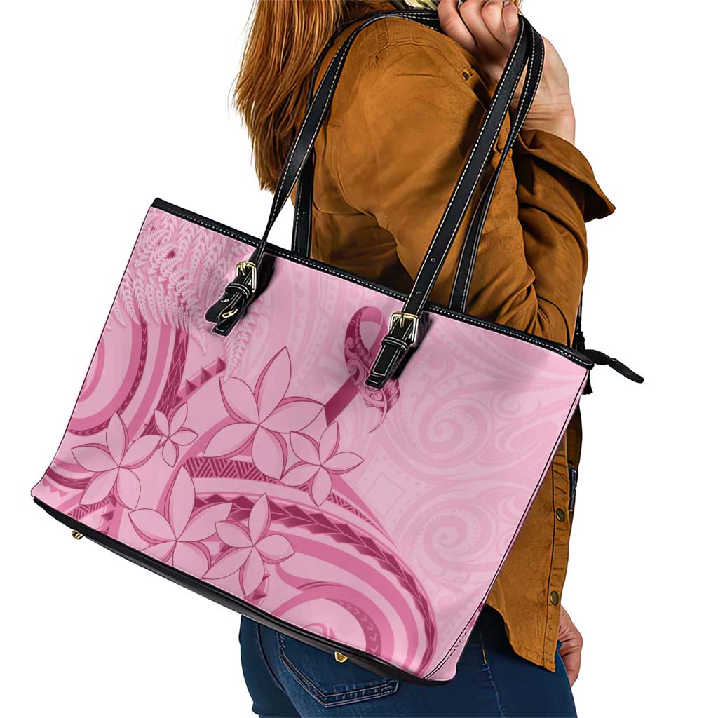 Aotearoa Maori Leather Tote Bag Pink Fern Ribbons - Aussie Hoodie
