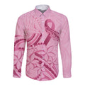 Aotearoa Maori Long Sleeve Button Shirt Pink Fern Ribbons - Aussie Hoodie