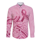 Aotearoa Maori Long Sleeve Button Shirt Pink Fern Ribbons - Aussie Hoodie