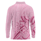 Aotearoa Maori Long Sleeve Polo Shirt Pink Fern Ribbons - Aussie Hoodie