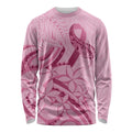 Aotearoa Maori Long Sleeve Shirt Pink Fern Ribbons - Aussie Hoodie