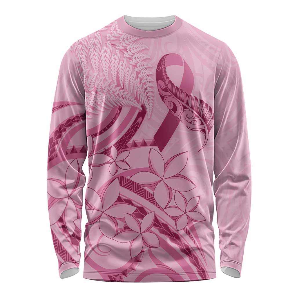 Aotearoa Maori Long Sleeve Shirt Pink Fern Ribbons - Aussie Hoodie