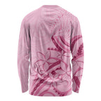 Aotearoa Maori Long Sleeve Shirt Pink Fern Ribbons - Aussie Hoodie