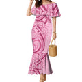 Aotearoa Maori Mermaid Dress Pink Fern Ribbons - Aussie Hoodie