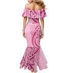 Aotearoa Maori Mermaid Dress Pink Fern Ribbons - Aussie Hoodie