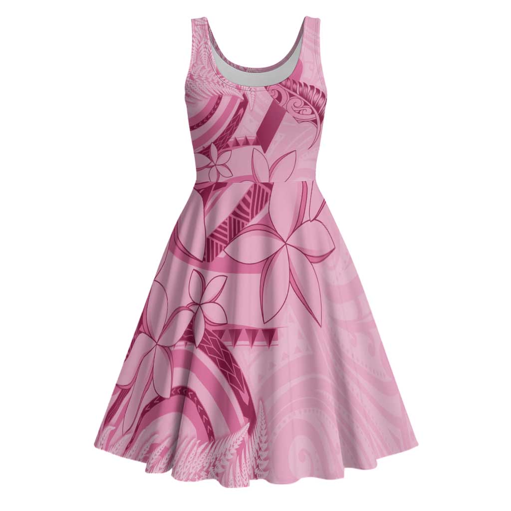 Aotearoa Maori Midi Dress Pink Fern Ribbons - Aussie Hoodie