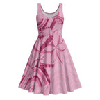 Aotearoa Maori Midi Dress Pink Fern Ribbons - Aussie Hoodie