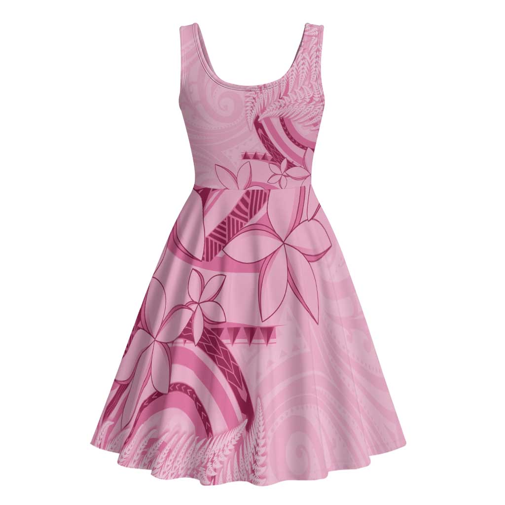 Aotearoa Maori Midi Dress Pink Fern Ribbons - Aussie Hoodie
