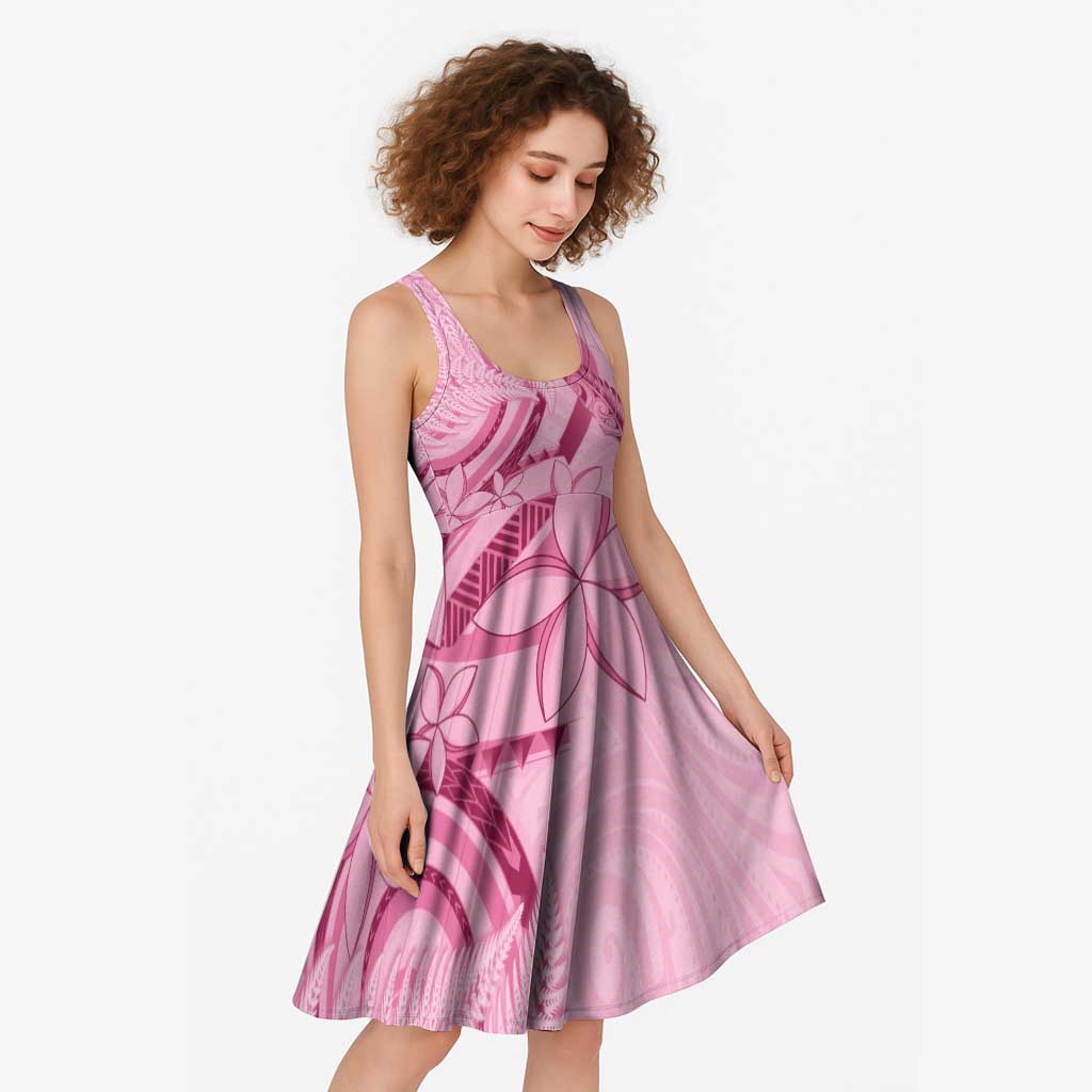 Aotearoa Maori Midi Dress Pink Fern Ribbons - Aussie Hoodie