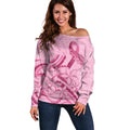 Aotearoa Maori Off Shoulder Sweater Pink Fern Ribbons - Aussie Hoodie