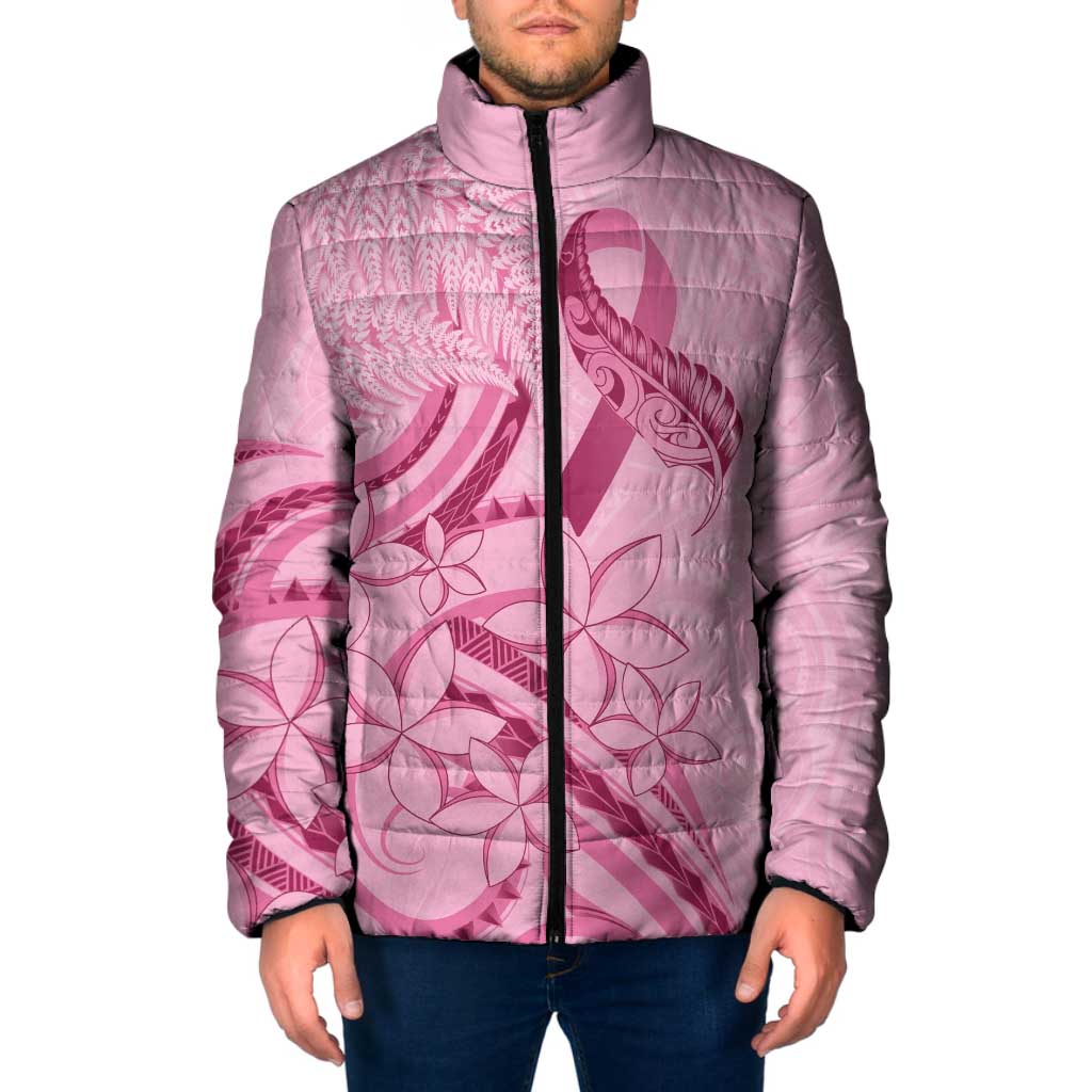 Aotearoa Maori Padded Jacket Pink Fern Ribbons - Aussie Hoodie