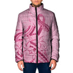 Aotearoa Maori Padded Jacket Pink Fern Ribbons - Aussie Hoodie