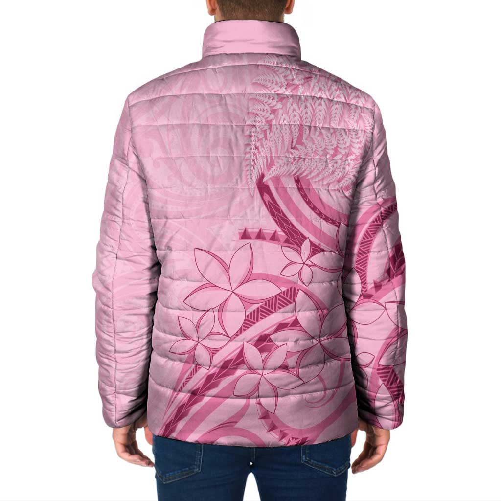 Aotearoa Maori Padded Jacket Pink Fern Ribbons - Aussie Hoodie