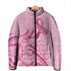 Aotearoa Maori Padded Jacket Pink Fern Ribbons - Aussie Hoodie