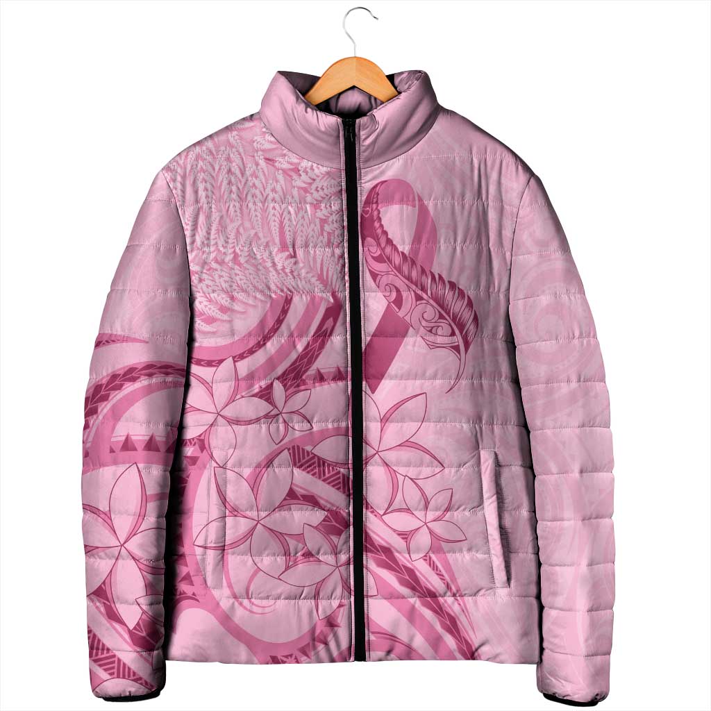 Aotearoa Maori Padded Jacket Pink Fern Ribbons - Aussie Hoodie