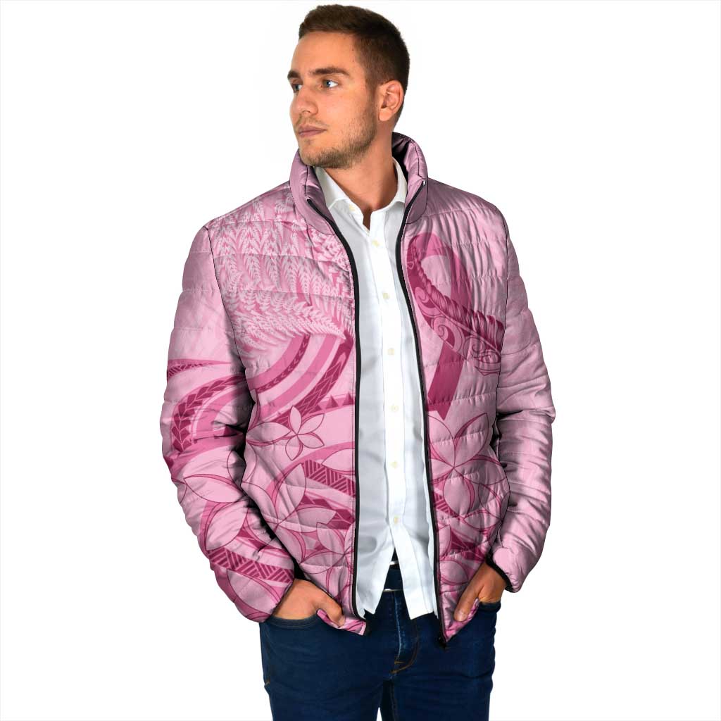 Aotearoa Maori Padded Jacket Pink Fern Ribbons - Aussie Hoodie