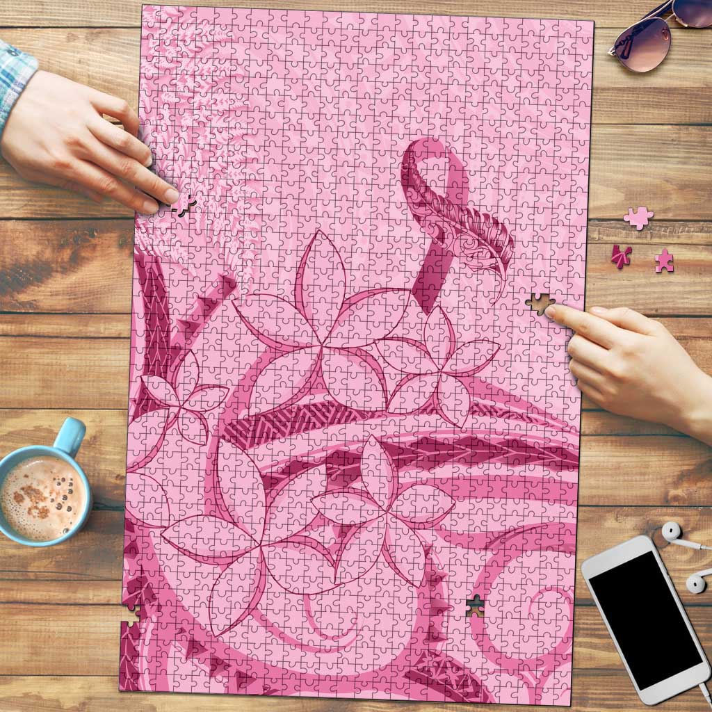 Aotearoa Maori Puzzle Pink Fern Ribbons - Aussie Hoodie